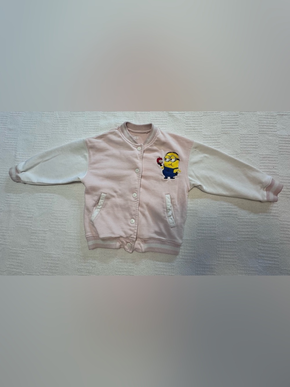 ME Makeover Essentials Pink and White Minion Bomber Jacket